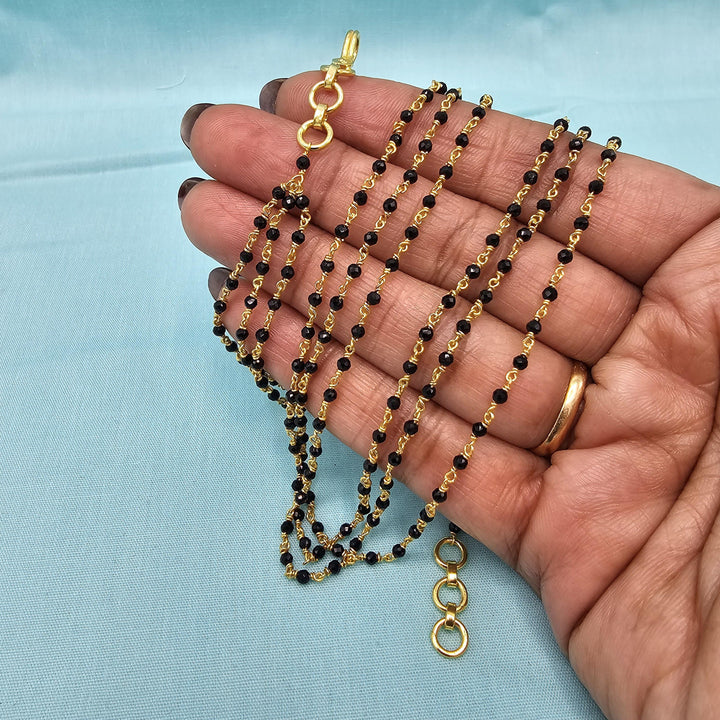 18" 3L Silver Black beads