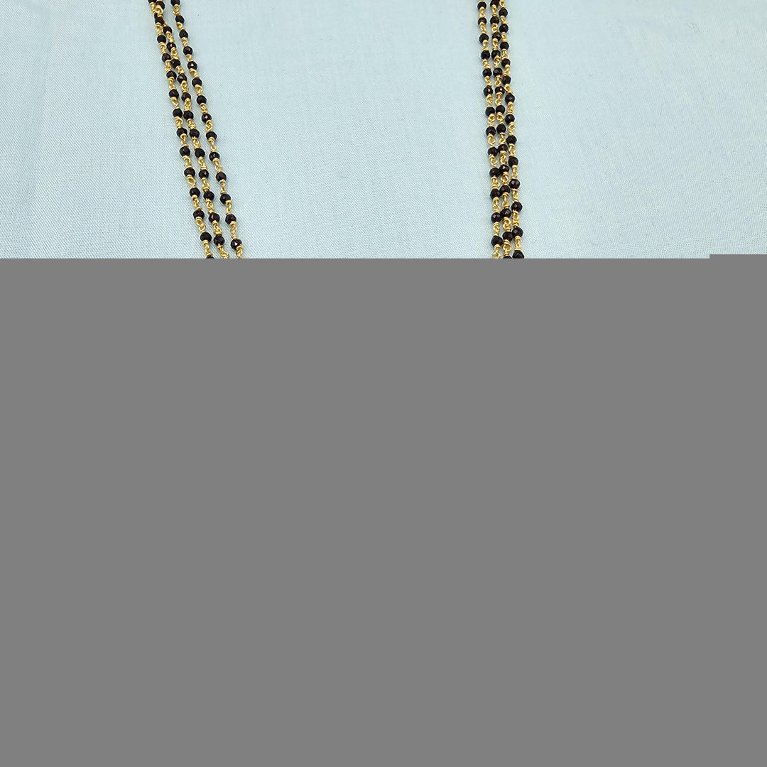 18" 3L Silver Black beads