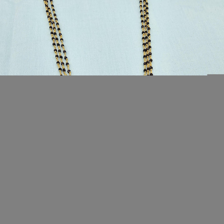 18" 3L Silver Black beads