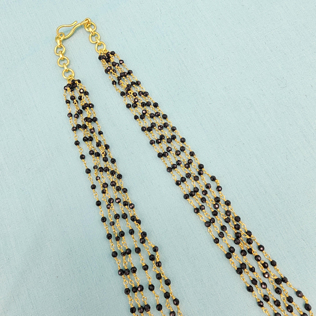 20" 6L Silver Black beads