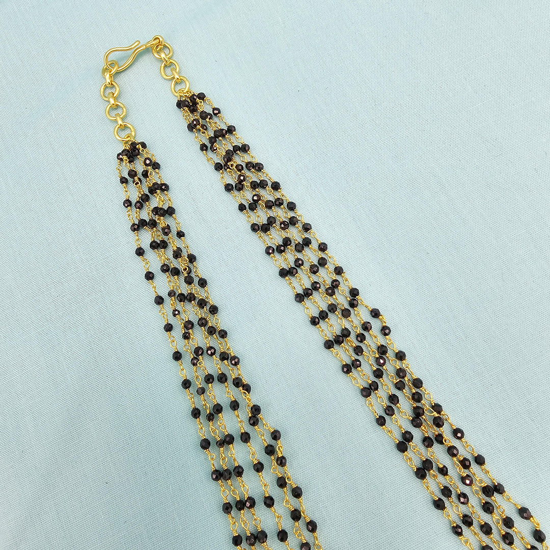 20" 6L Silver Black beads
