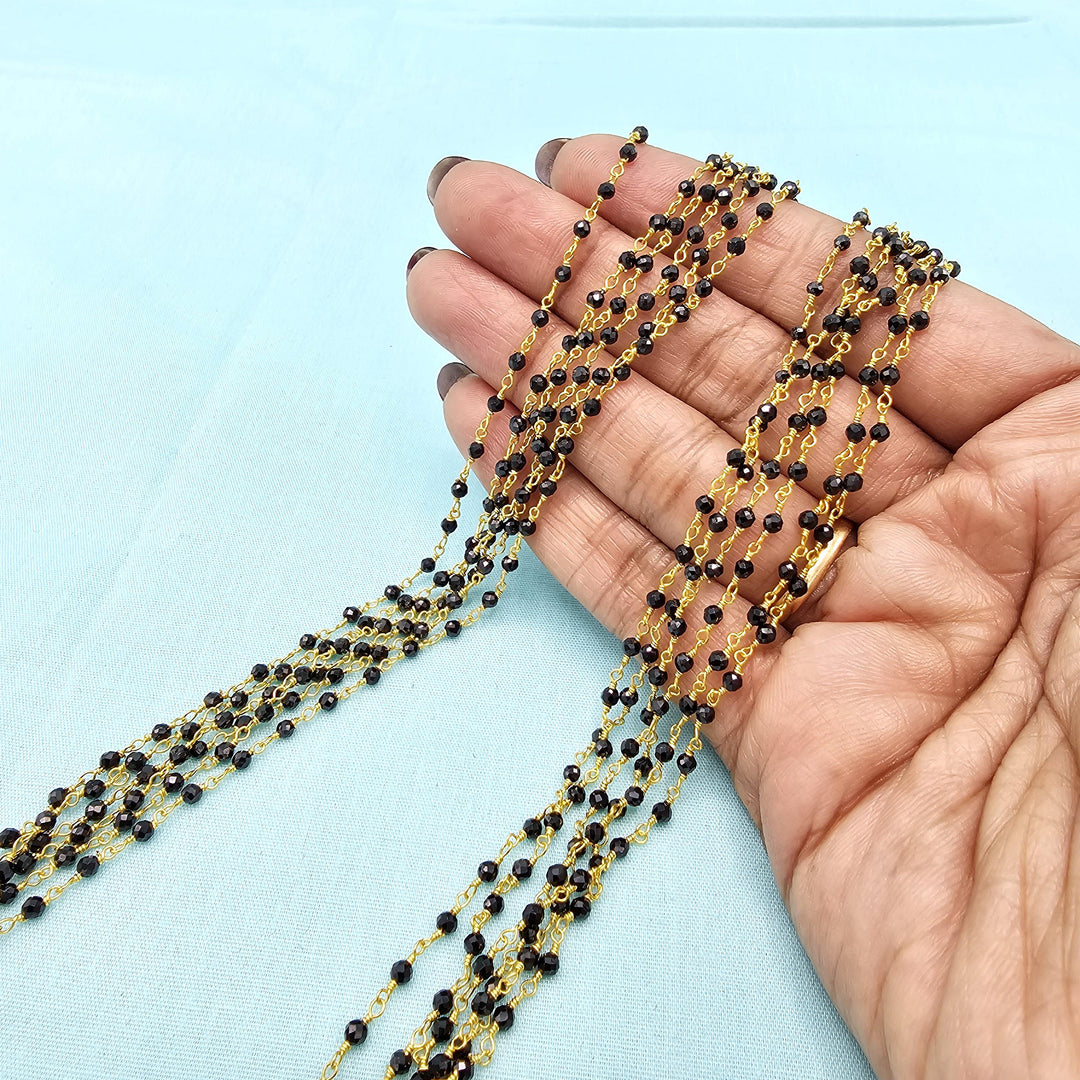 20" 6L Silver Black beads