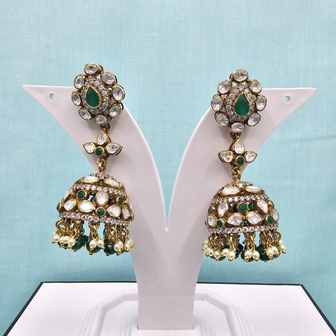 Green silver jhumka