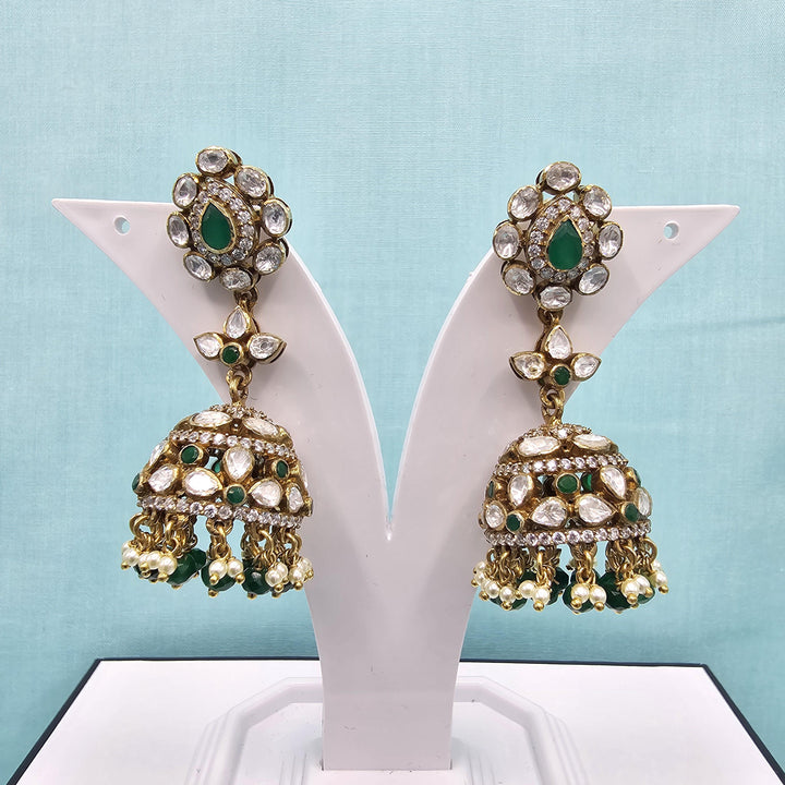 Green silver jhumka