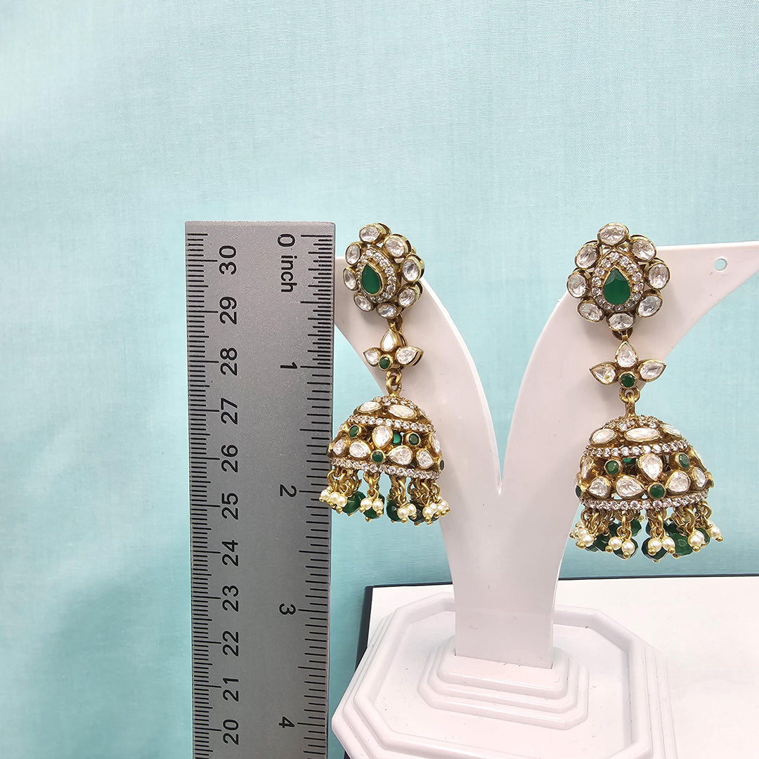 Green silver jhumka