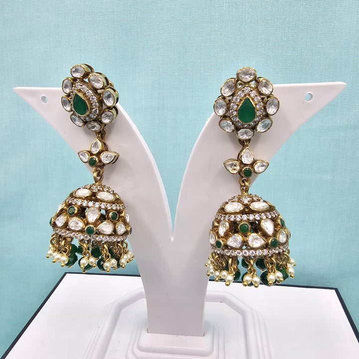 Green silver jhumka