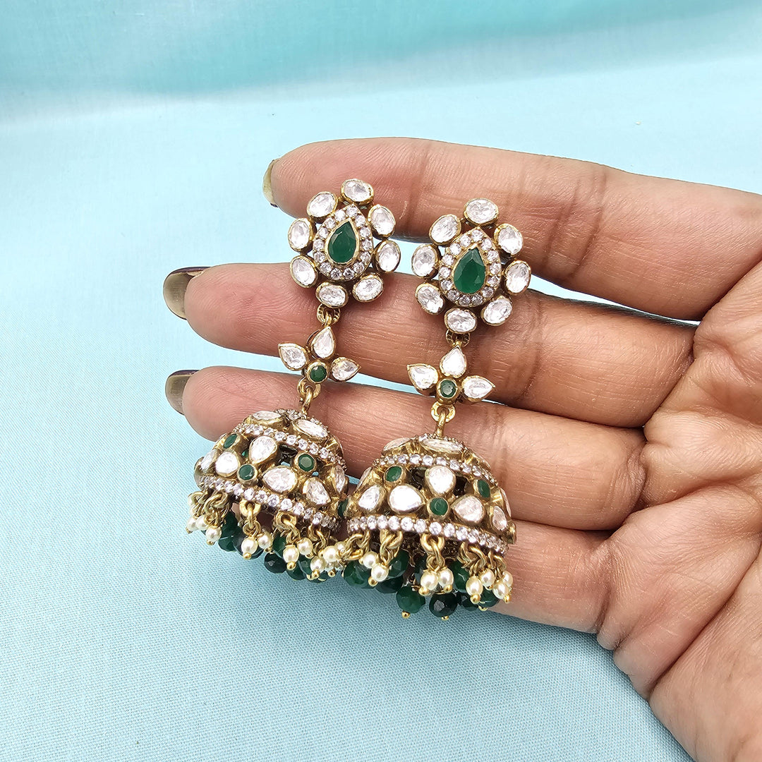Green silver jhumka