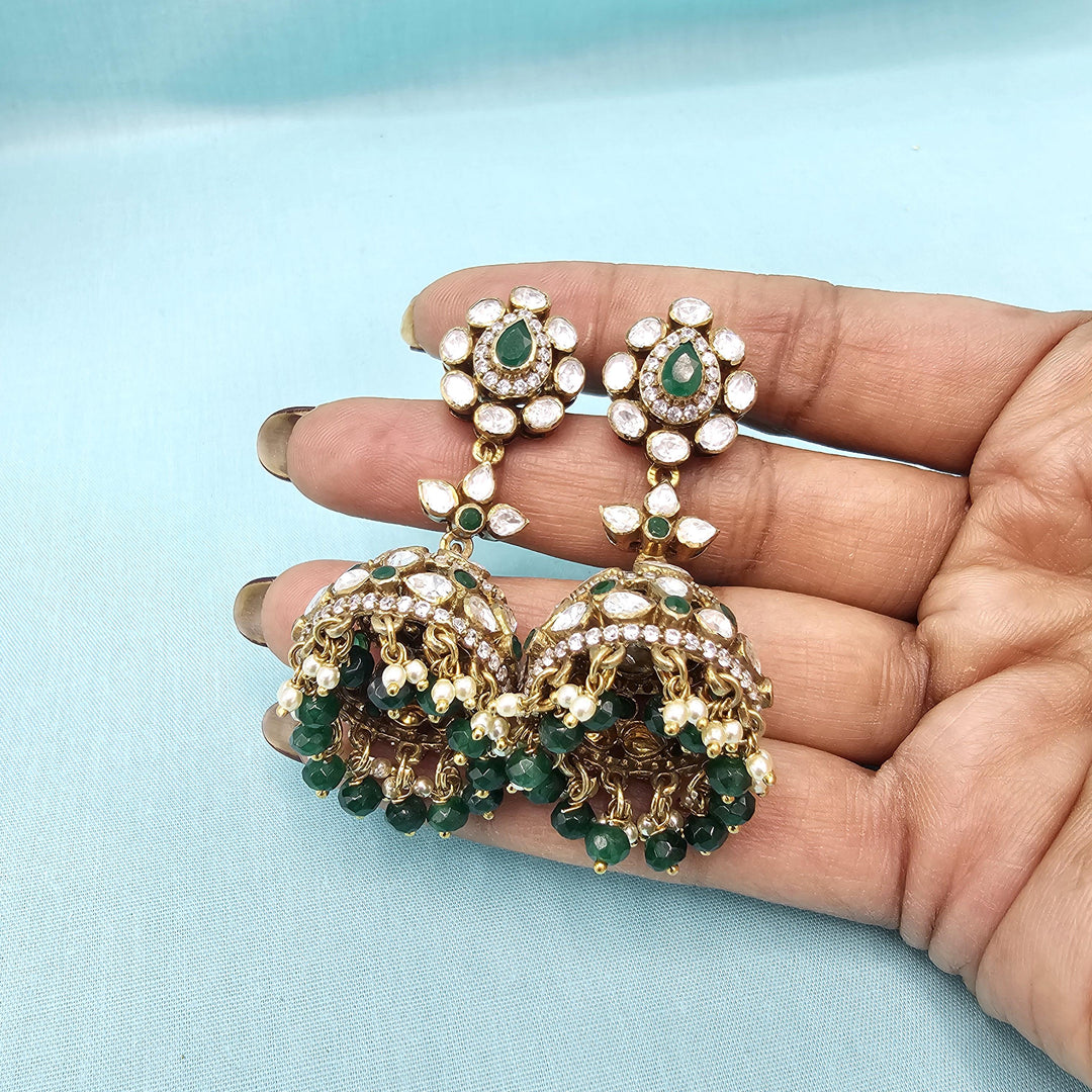 Green silver jhumka