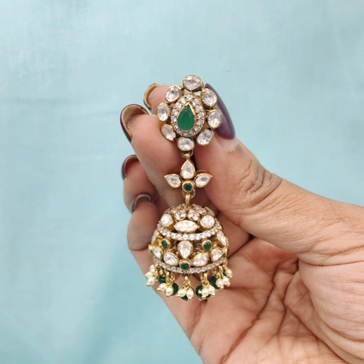 Green silver jhumka