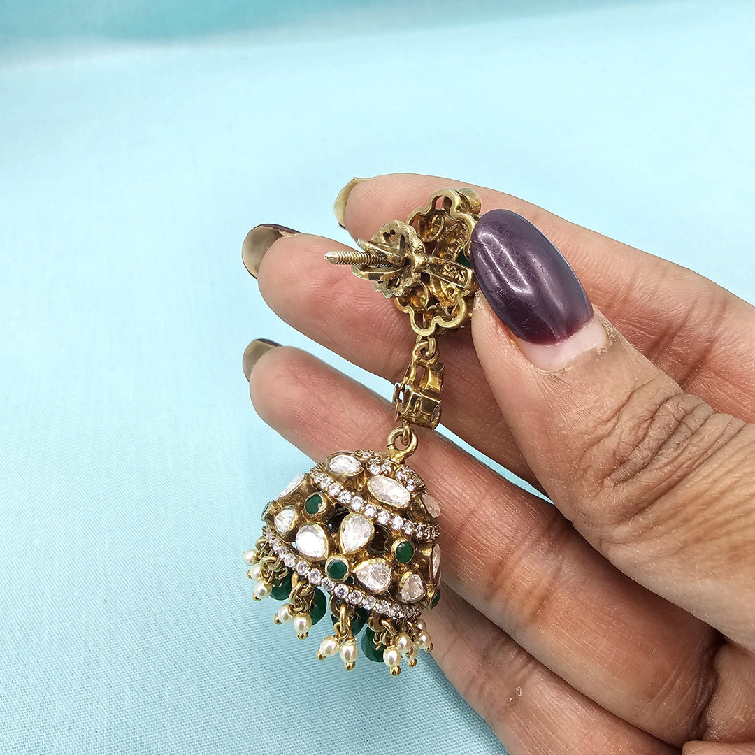 Green silver jhumka