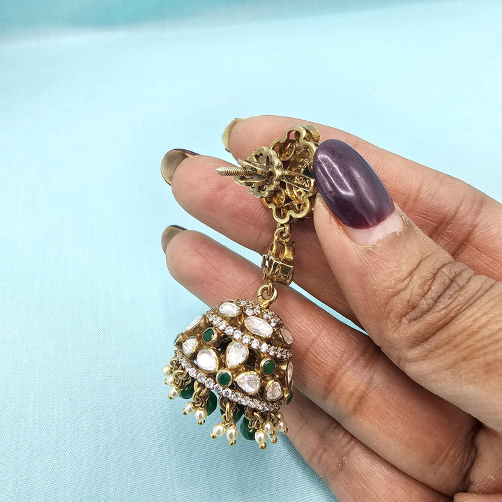 Green silver jhumka