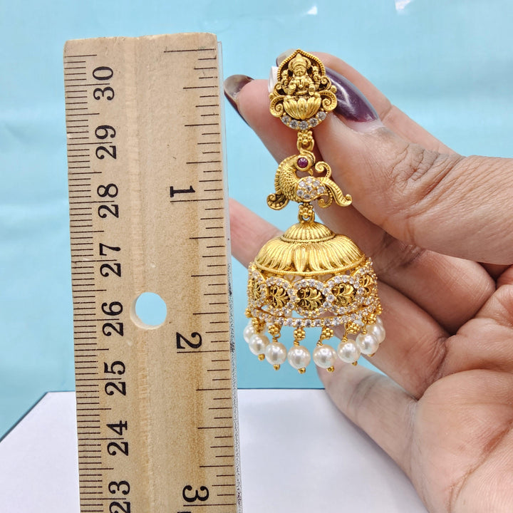 Silver CZ Nakshi Jhumka