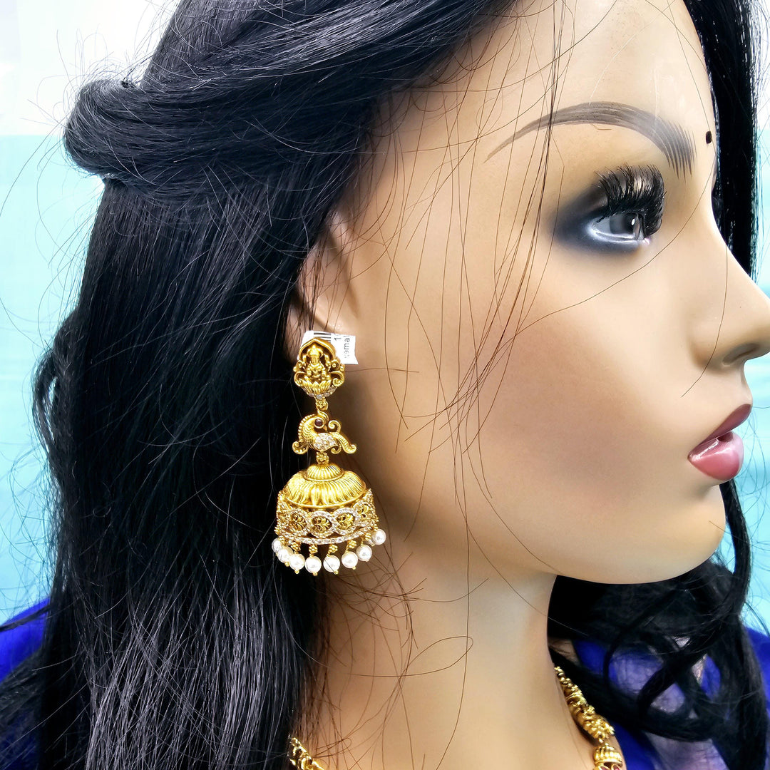 Silver CZ Nakshi Jhumka