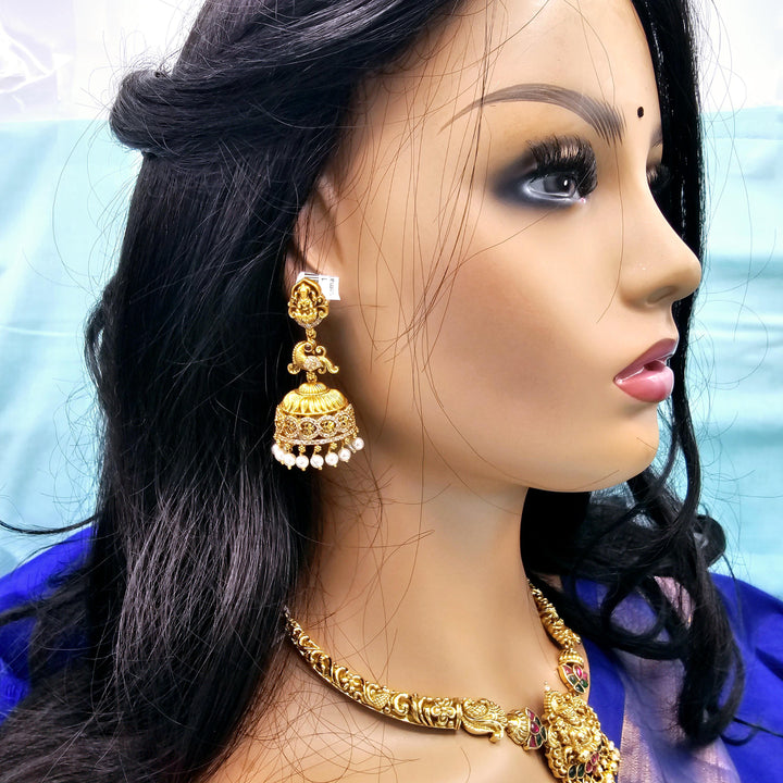 Silver CZ Nakshi Jhumka