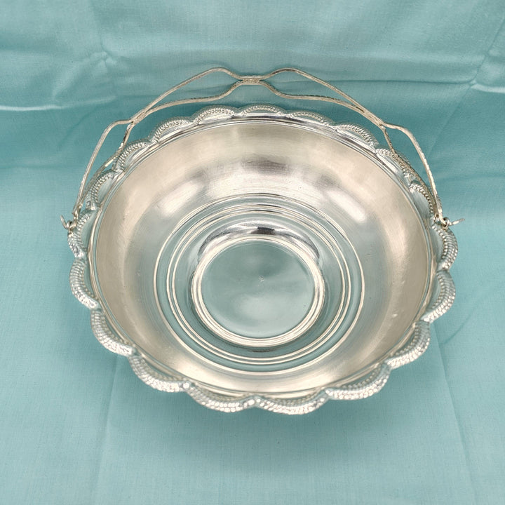 silver Flower basket  7"