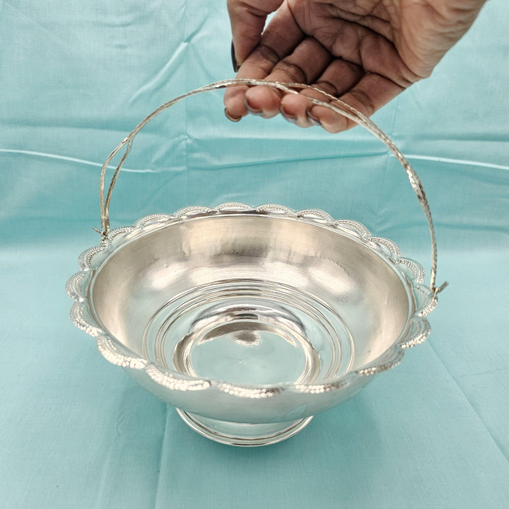 silver Flower basket  7"