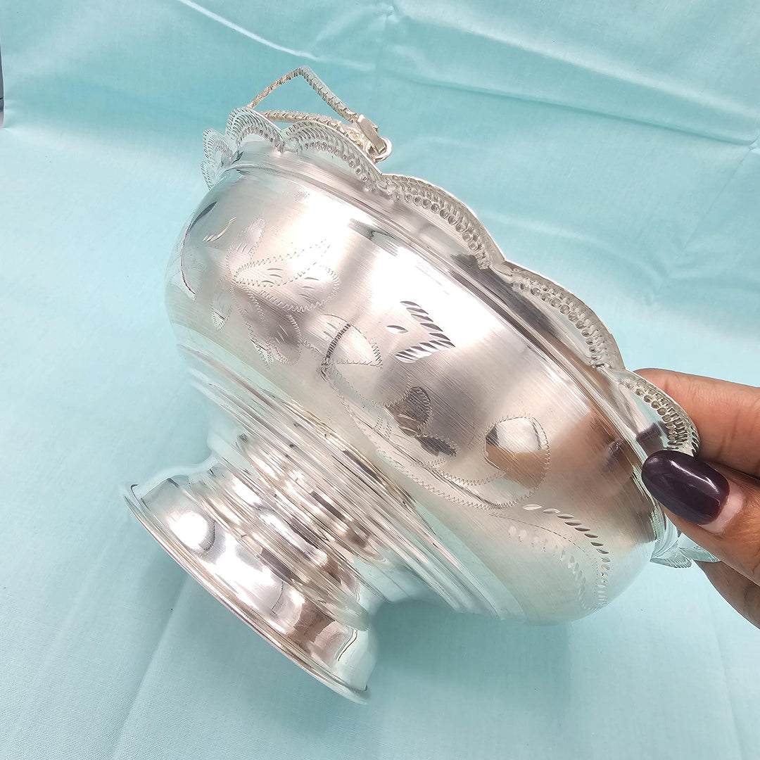 silver Flower basket  7"