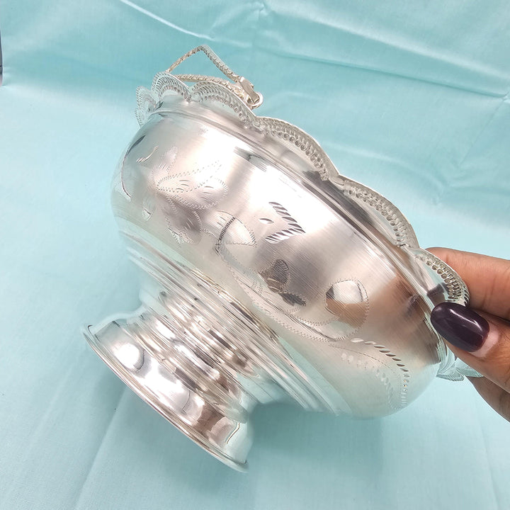 silver Flower basket  7"