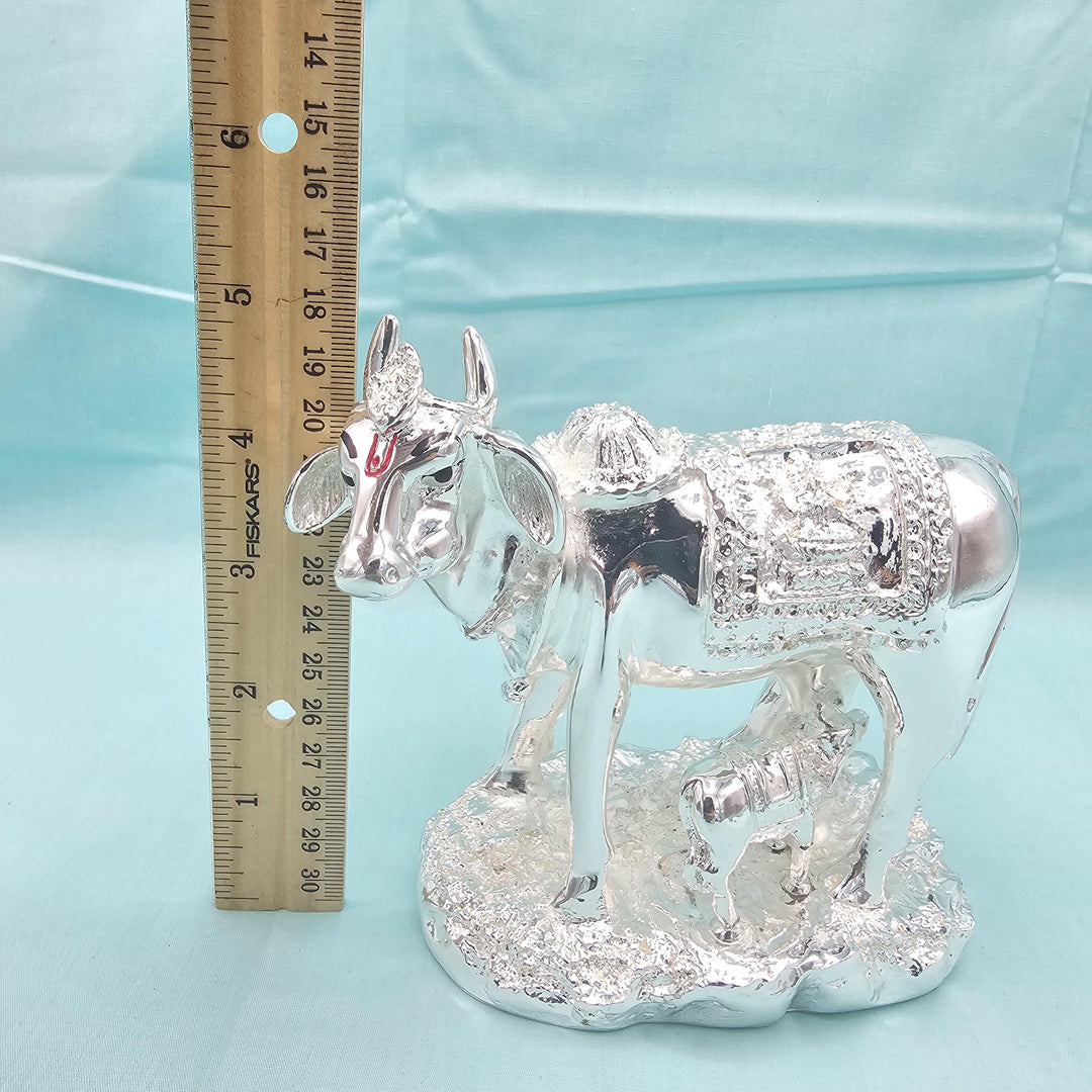 Silver cow and calf idol