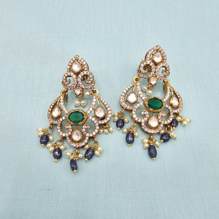silver tanzanite chandbali