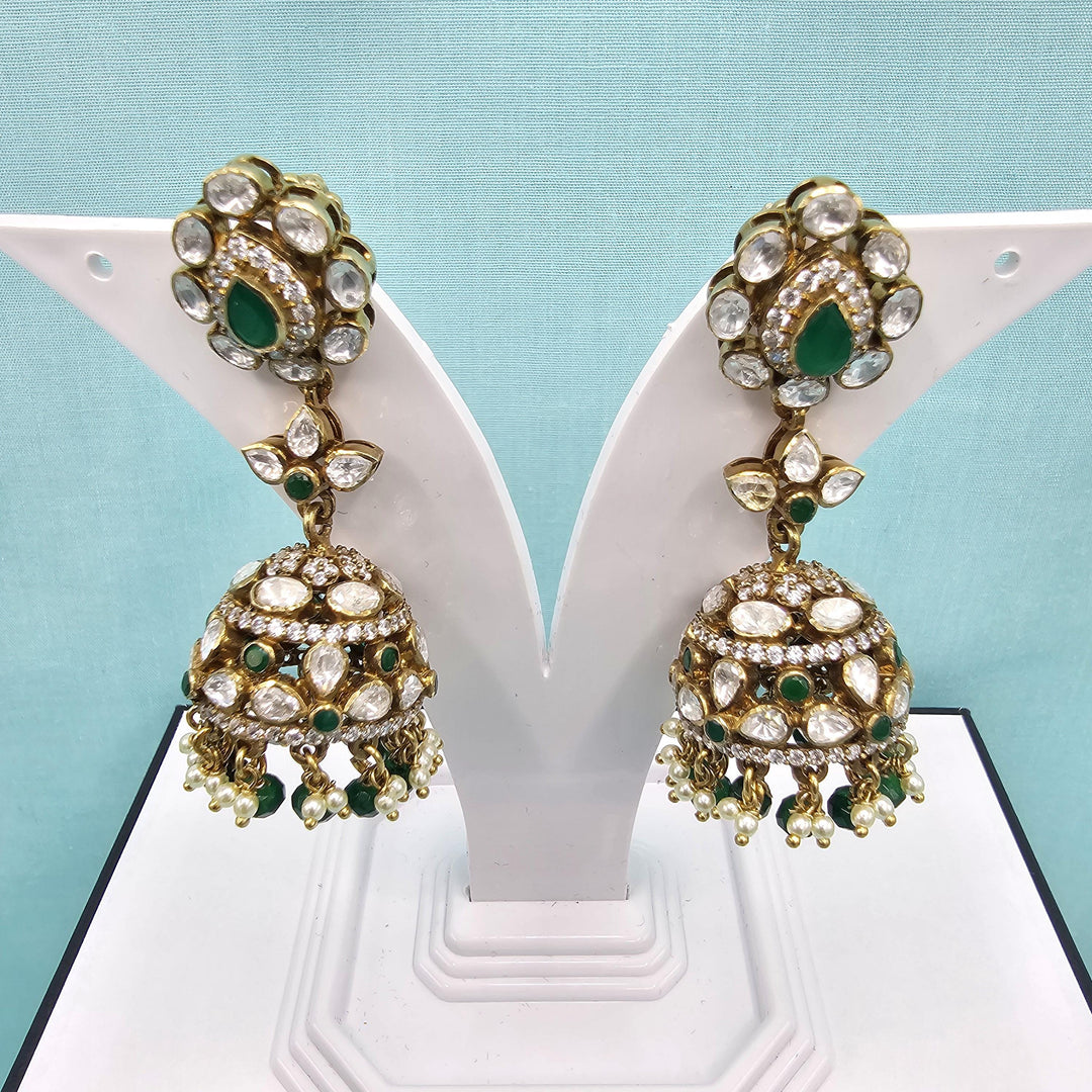 Green silver jhumka