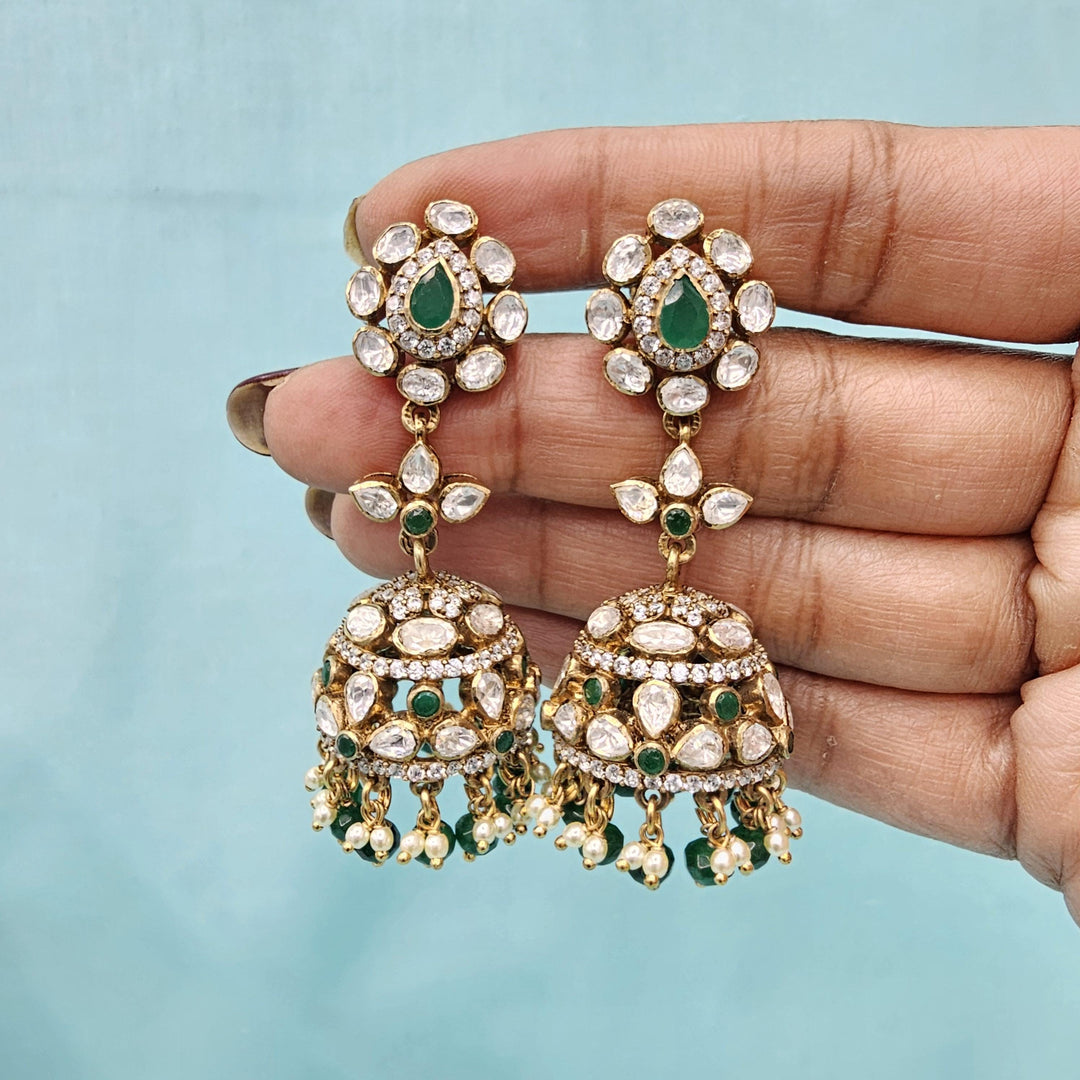 Green silver jhumka