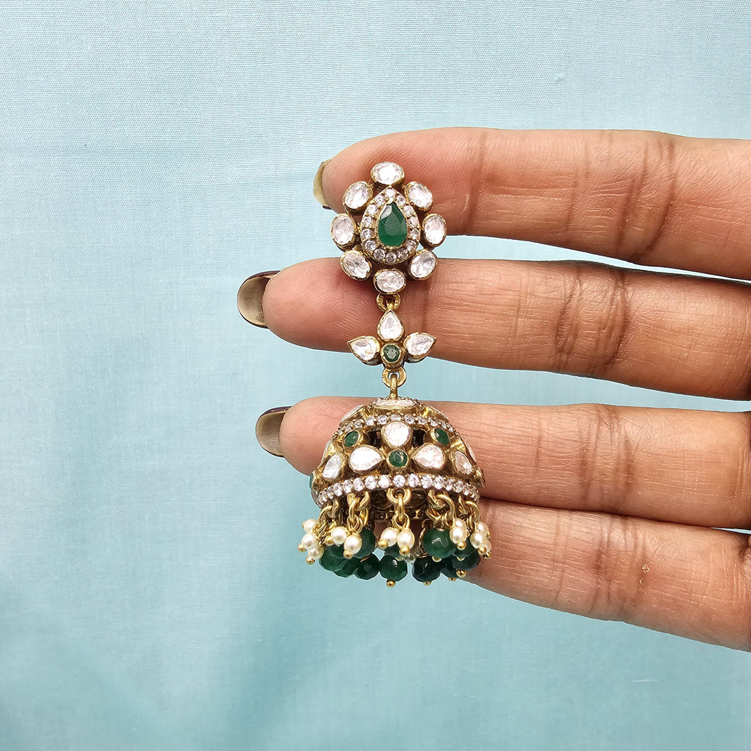 Green silver jhumka