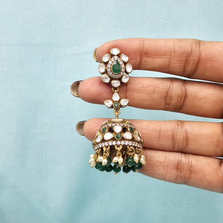 Green silver jhumka