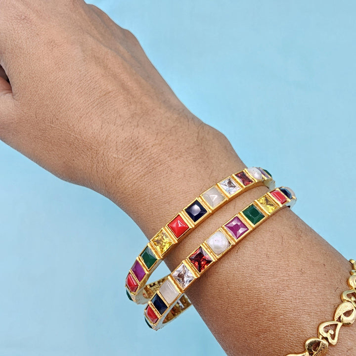 Silver Navaratna bangles