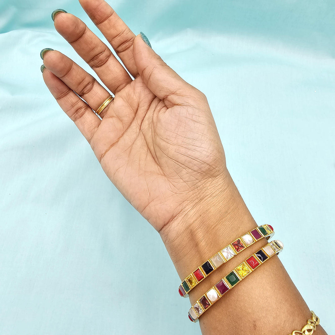 Silver Navaratna bangles
