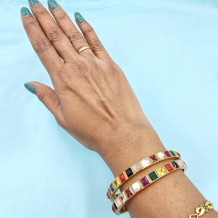 Silver Navaratna bangles