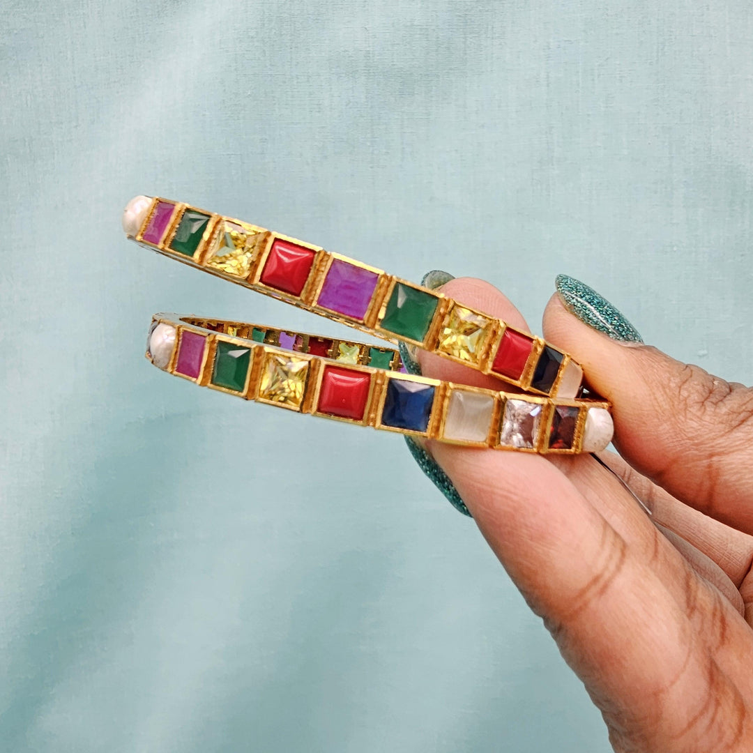 Silver Navaratna bangles