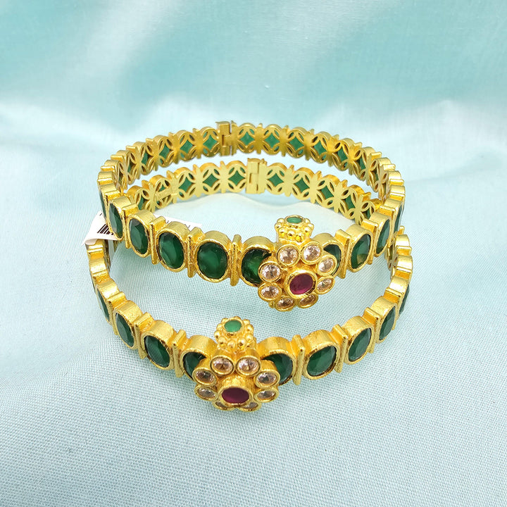Silver Emerald Screw bangles