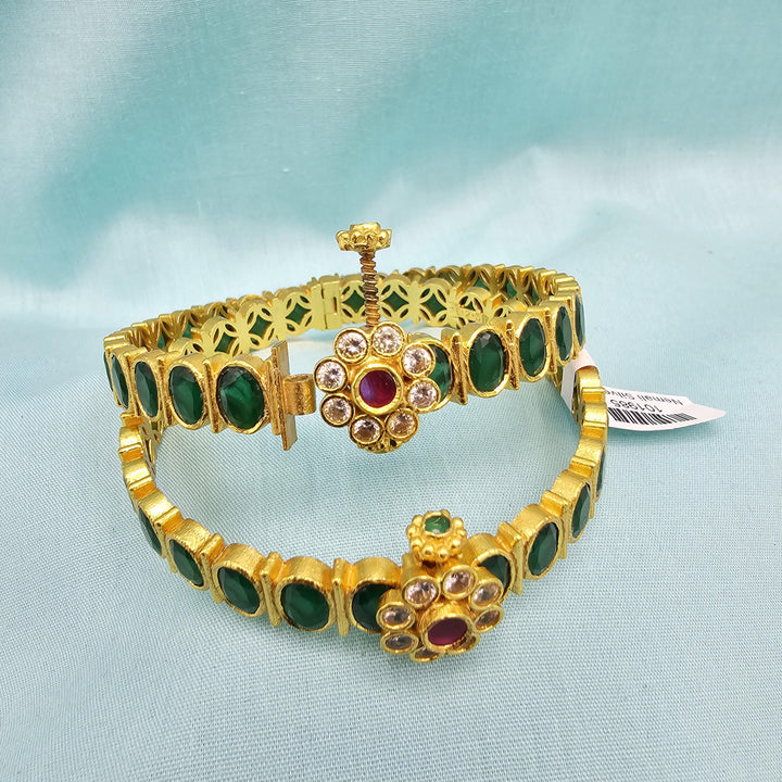Silver Emerald Screw bangles