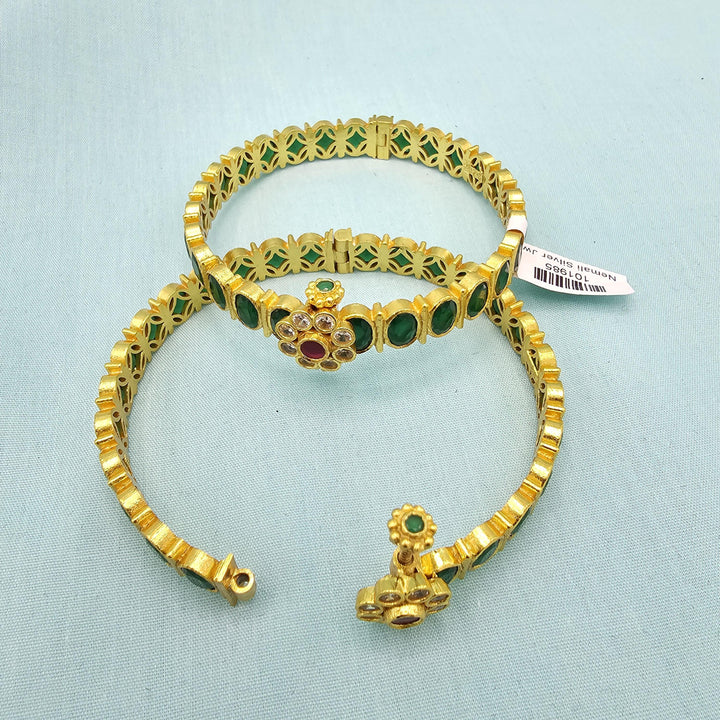 Silver Emerald Screw bangles
