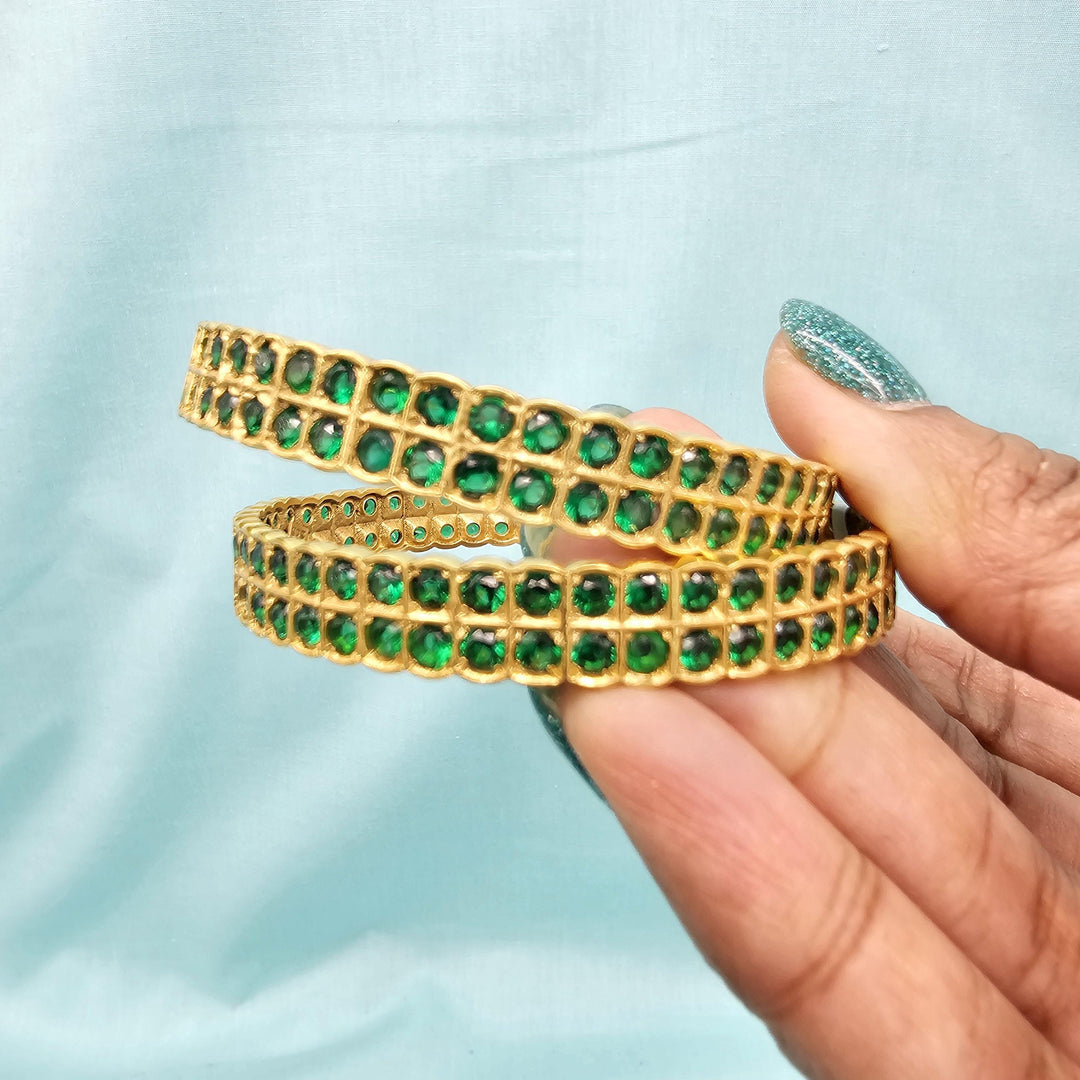 Silver Emerald Bangles