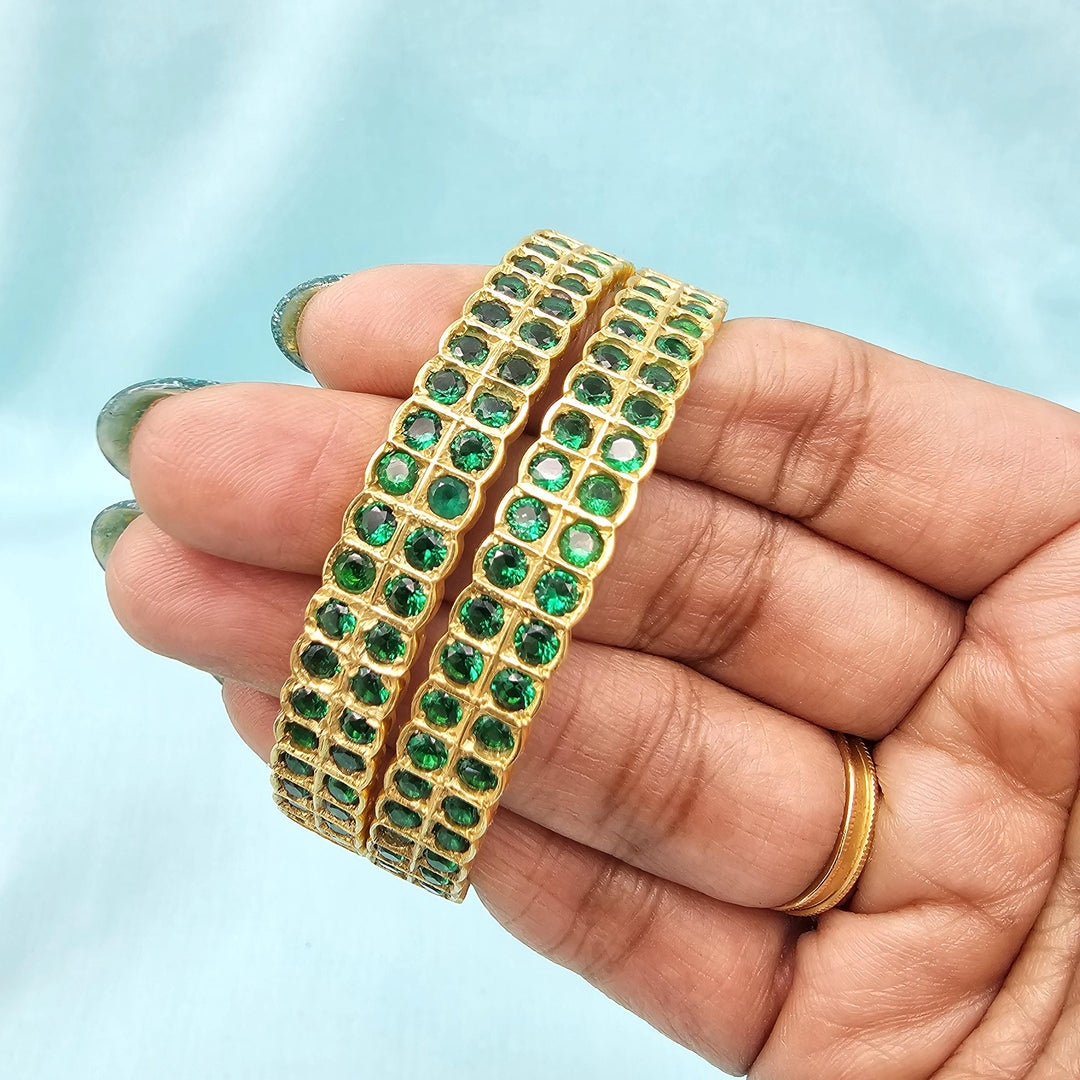 Silver Emerald Bangles