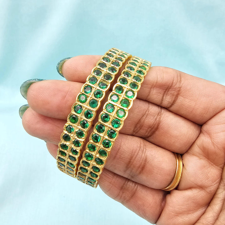 Silver Emerald Bangles