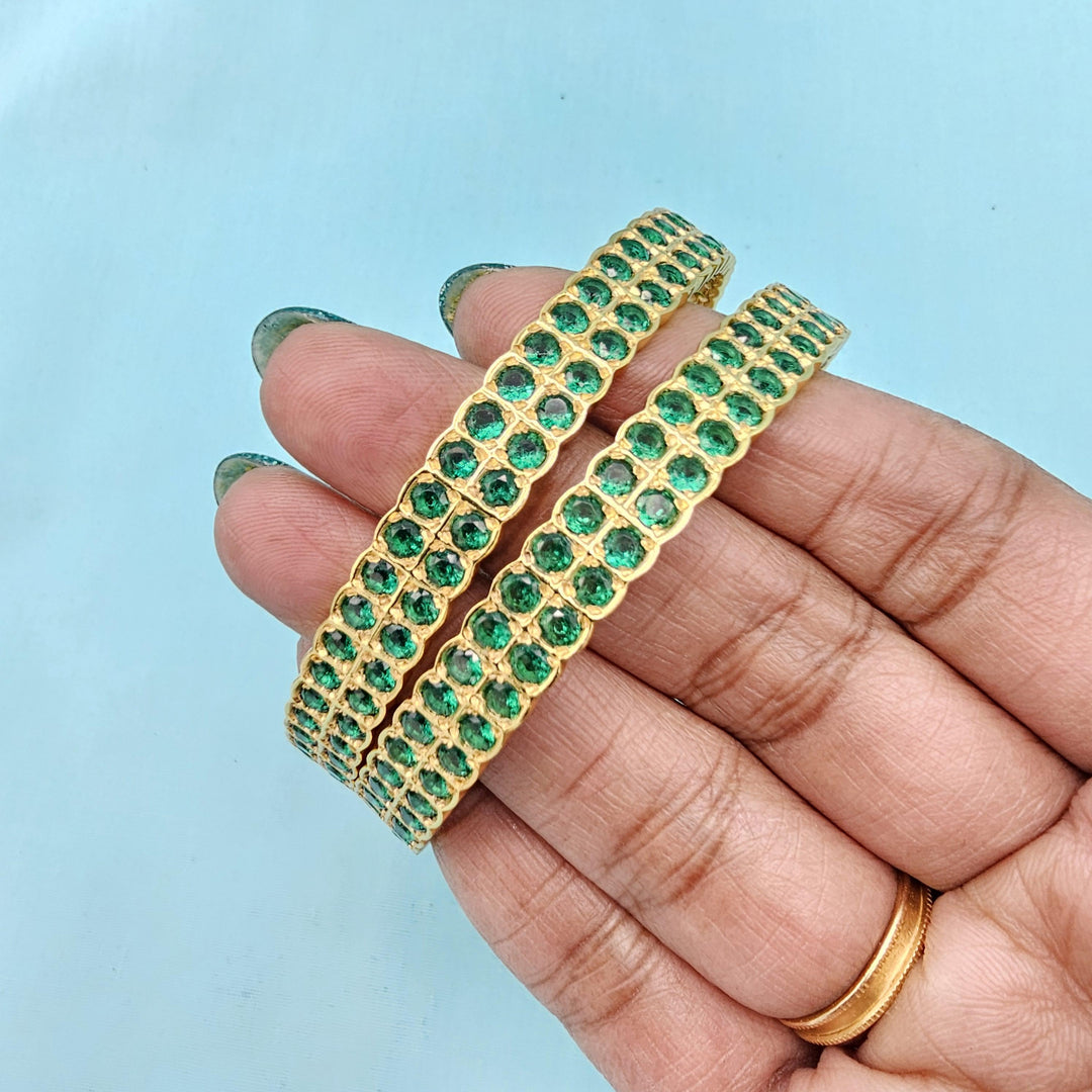 Silver Emerald Bangles