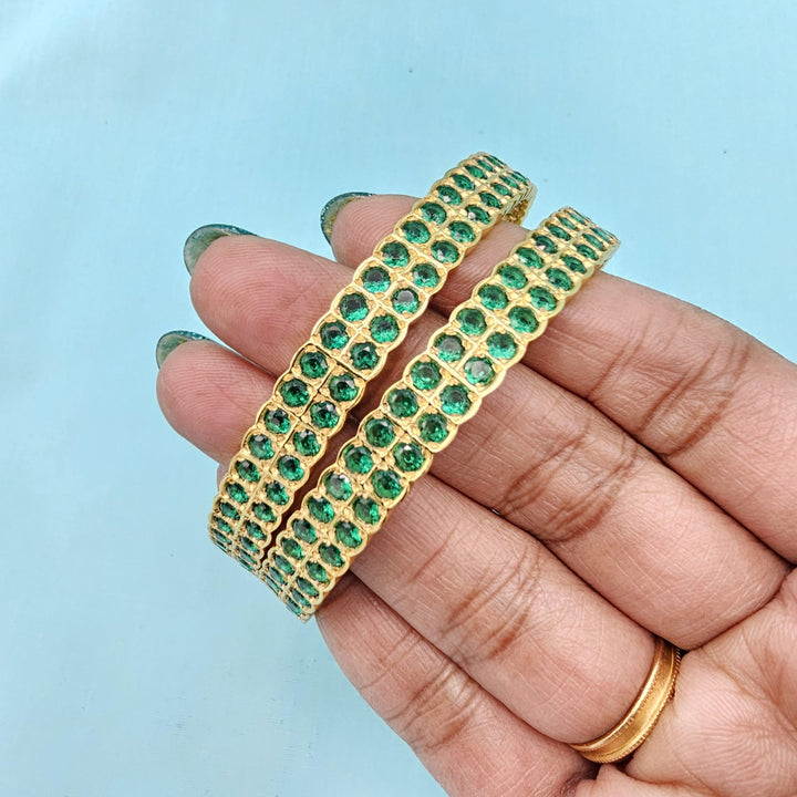 Silver Emerald Bangles