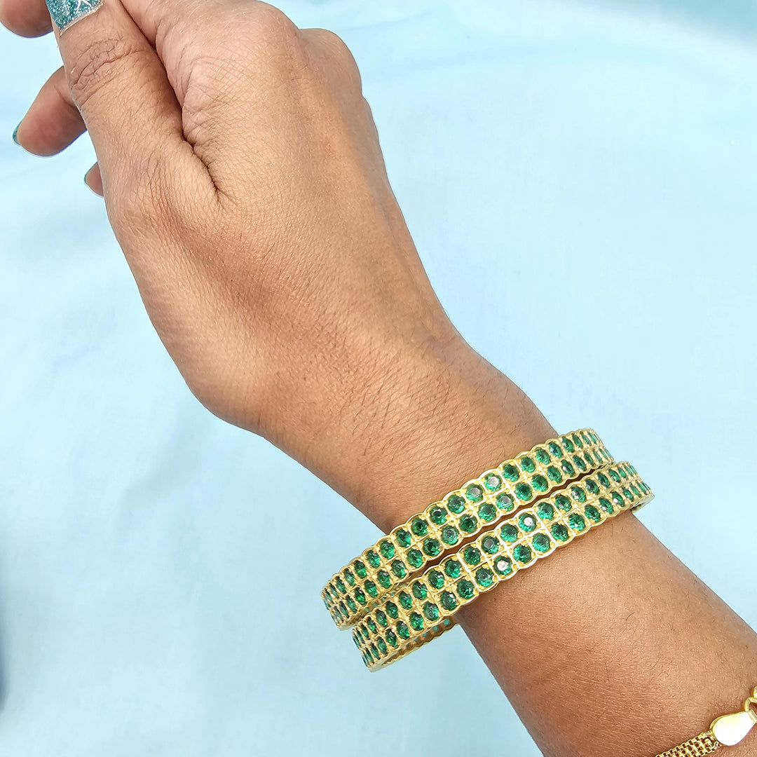 Silver Emerald Bangles