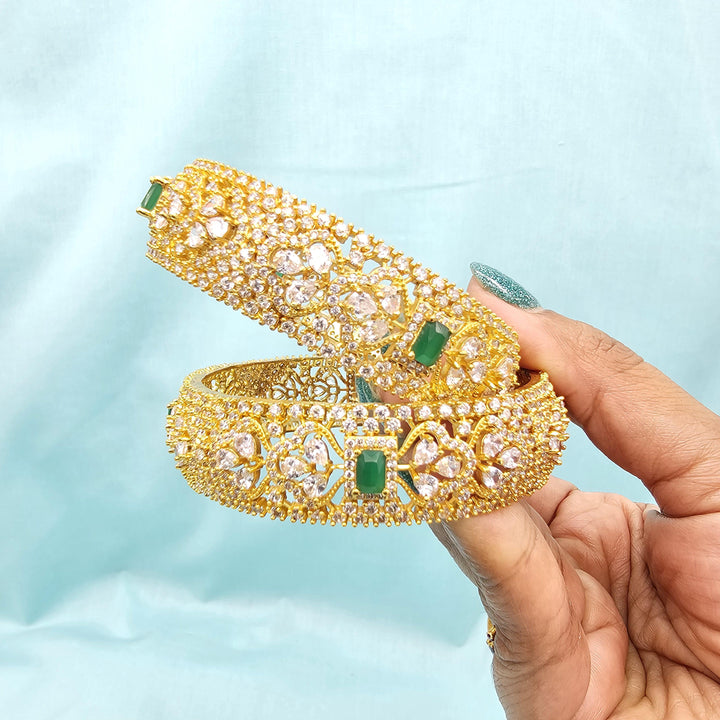 2.6 Silver CZ broad bangles