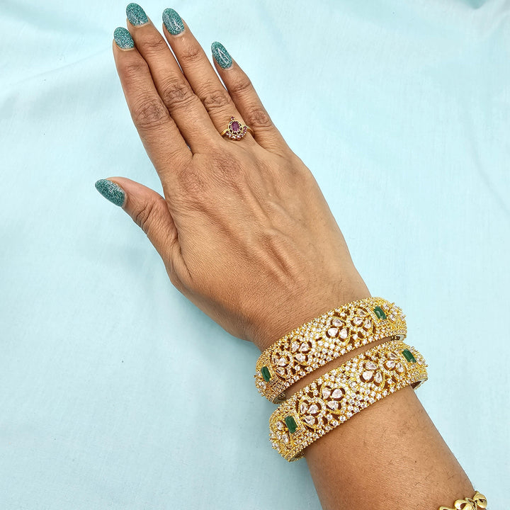 2.6 Silver CZ broad bangles