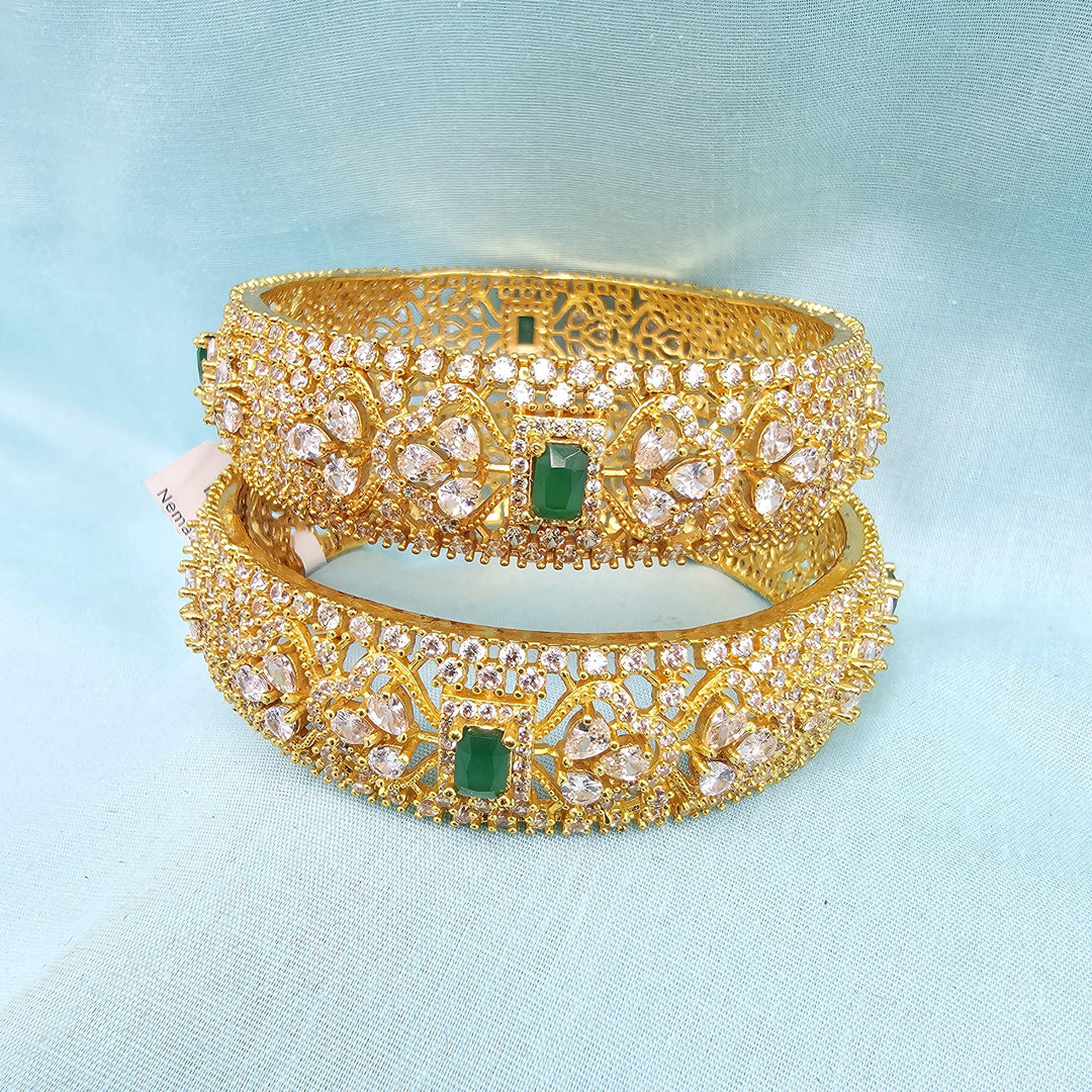 2.6 Silver CZ broad bangles