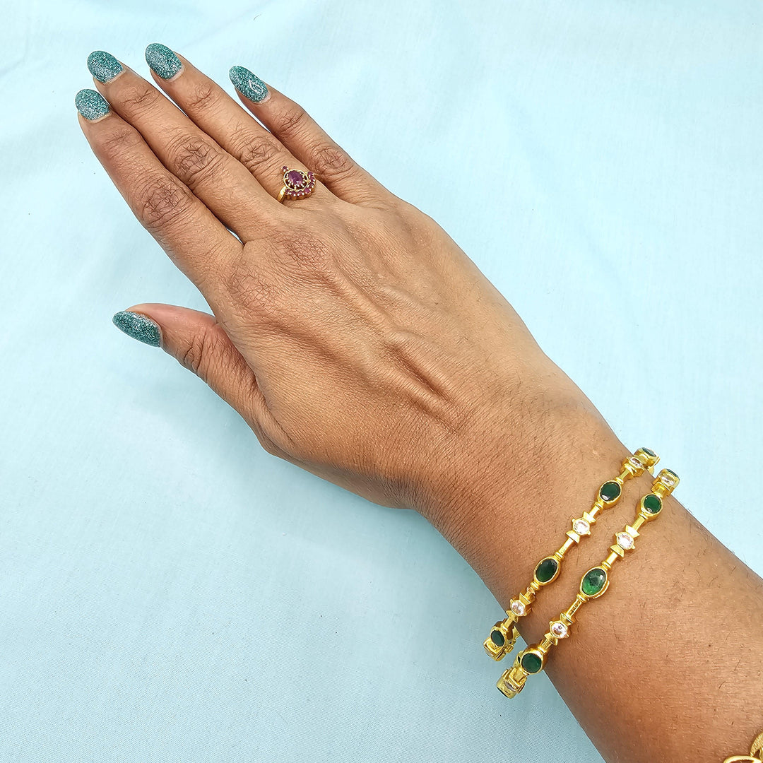 2.6 Cz Green white bangles