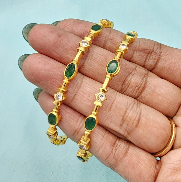 2.6 Cz Green white bangles