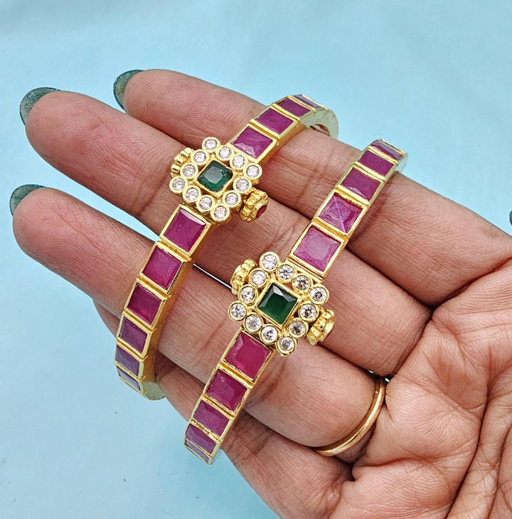 Silver Ruby openable bangles