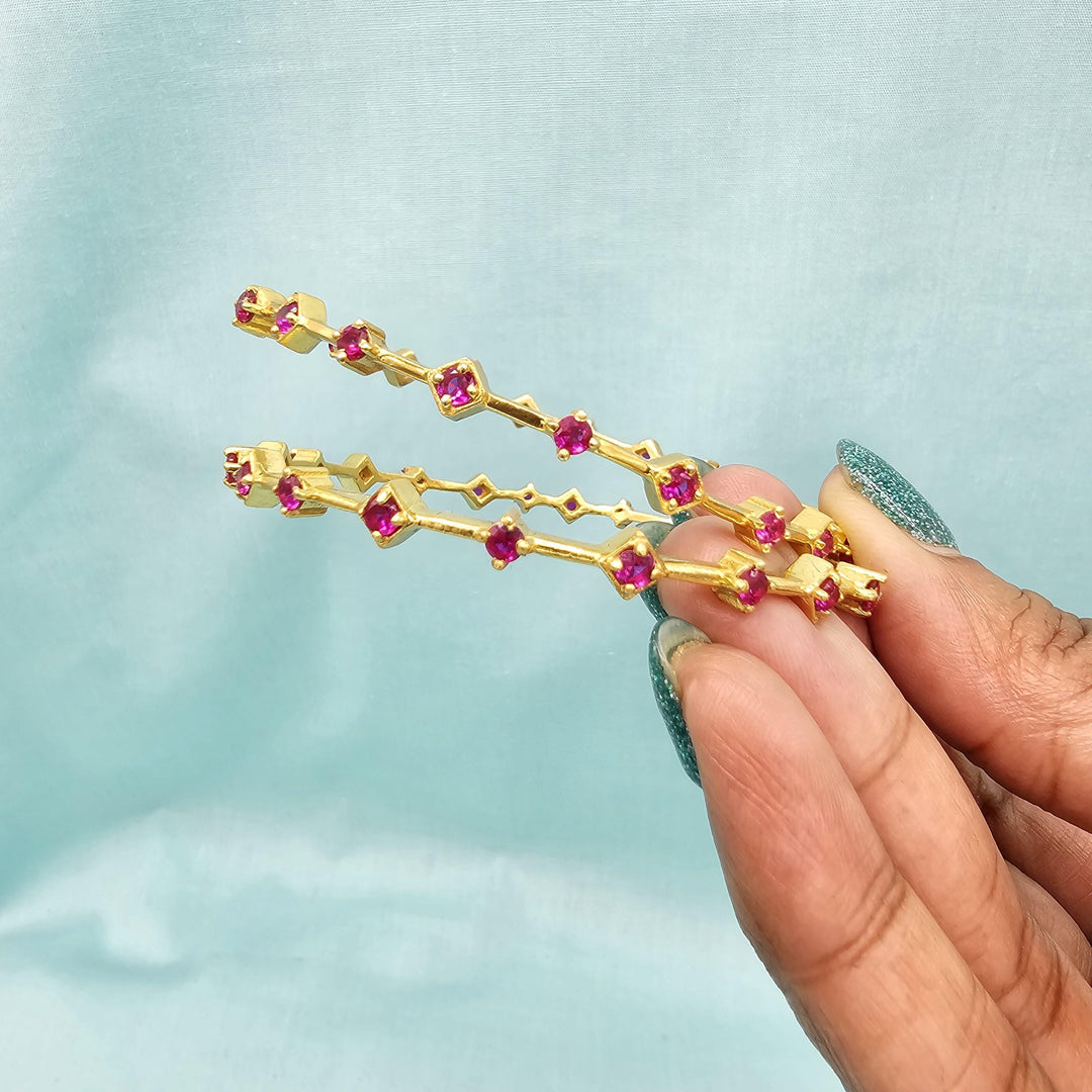 92.5 thin Silver Ruby bangles