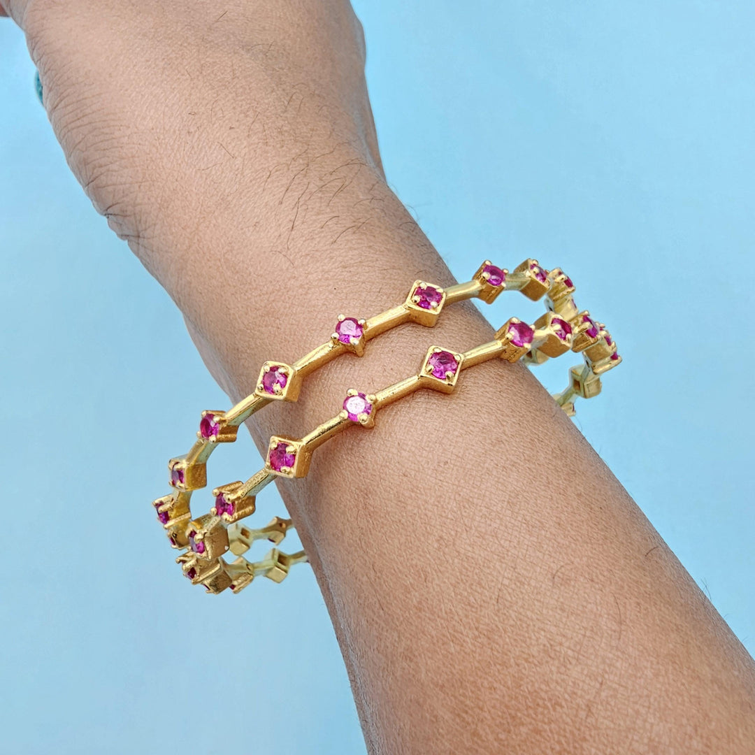 92.5 thin Silver Ruby bangles