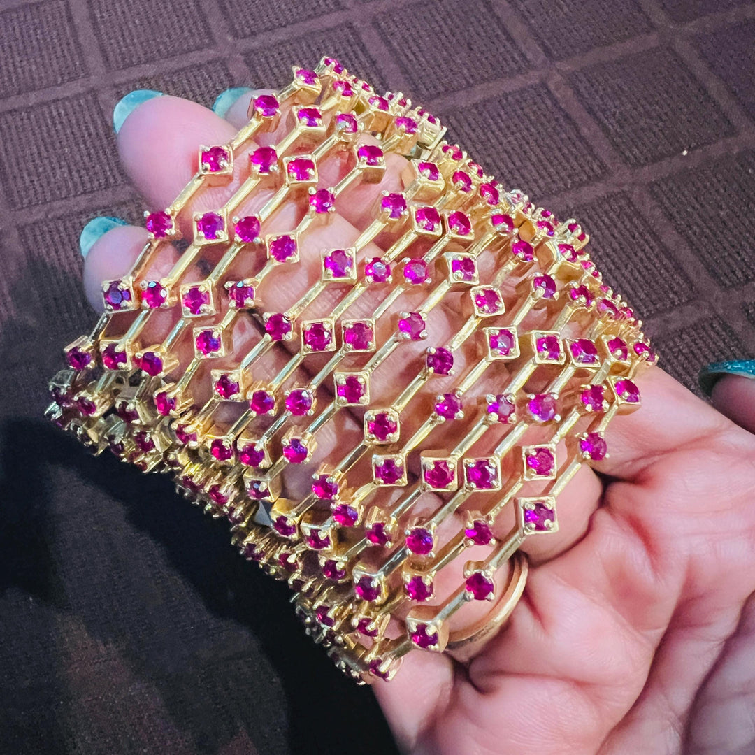 92.5 thin Silver Ruby bangles